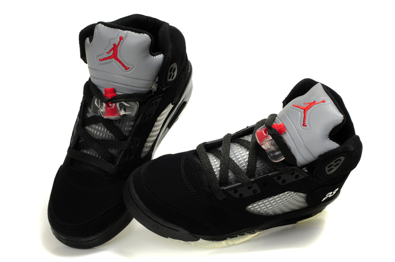 Womens Air Jordan 5 Black Grey Silver Shoes - Click Image to Close