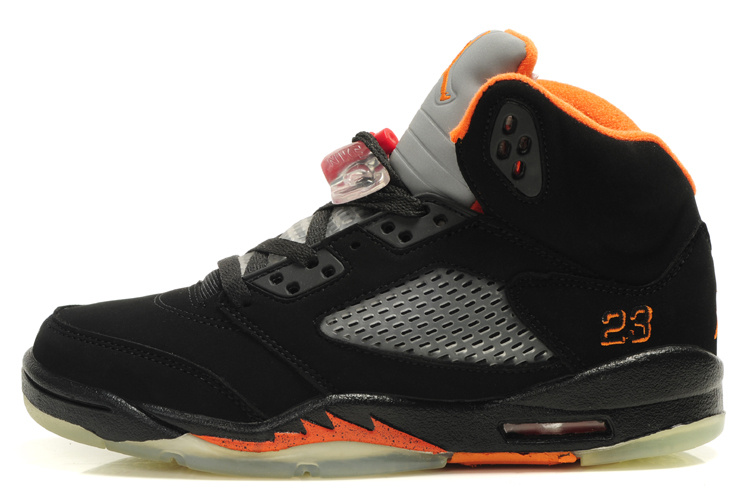 Womens Air Jordan 5 Retro Black Orange Shoes - Click Image to Close