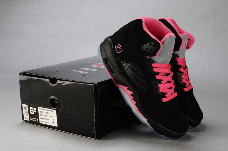 Womens Air Jordan 5 Retro Black Pink Fire Shoes