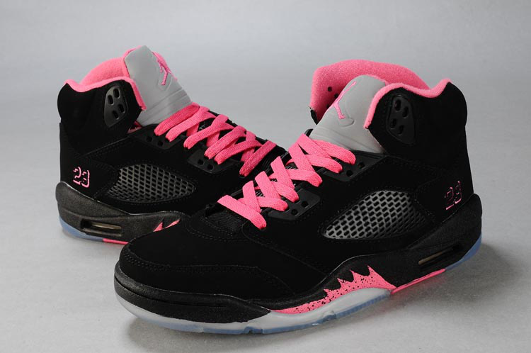 Womens Air Jordan 5 Retro Black Pink Fire Shoes