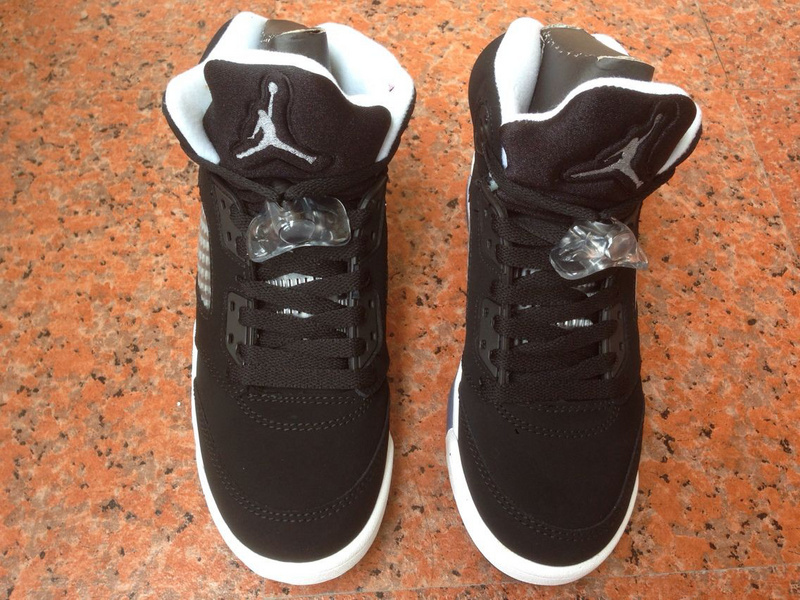 Womens Air Jordan 5 Retro Black White Shoes - Click Image to Close