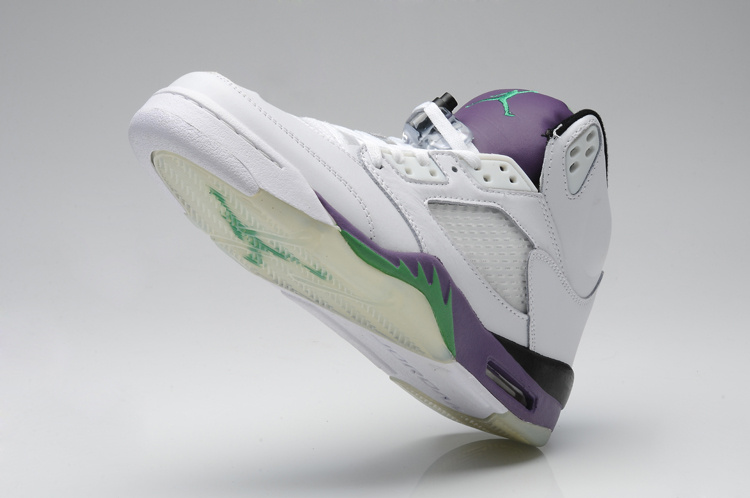 Womens Air Jordan 5 Retro White Purple Green Shoes - Click Image to Close
