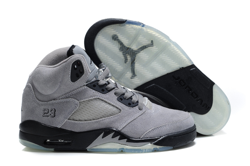 Womens Air Jordan 5 Suede Grey Black Shoes