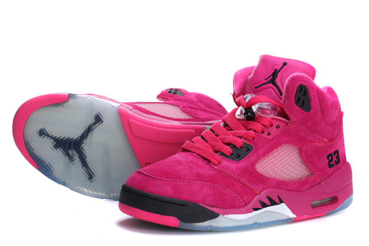 Womens Air Jordan 5 Suede Hot Pink Black Shoes