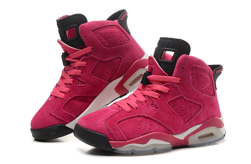 Womens Air Jordan 6 Suede Pink Black Shoes
