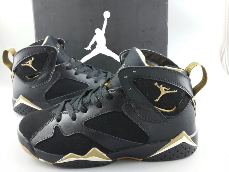 Womens Air Jordan 7 Retro Black Gold Shoes