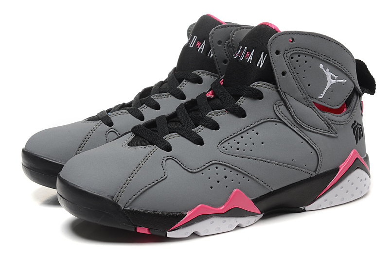 Womens Air Jordan 7 Retro Grey Black Pink Shoes