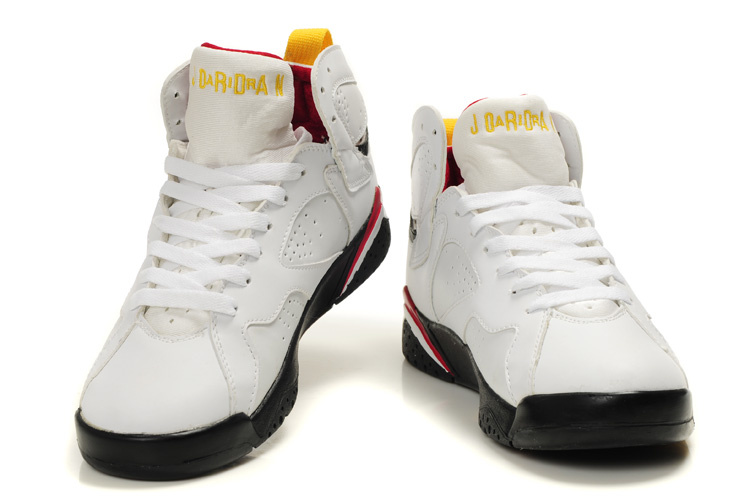 Womens Air Jordan 7 Retro White Black Red Yellow Shoes - Click Image to Close