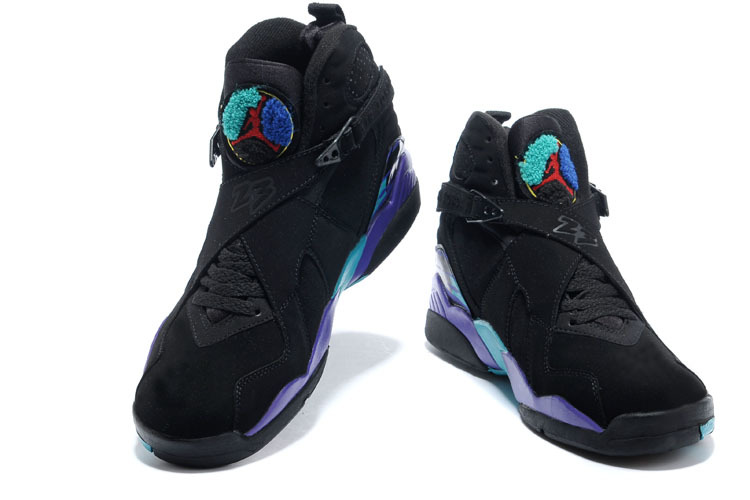 Womens Air Jordan 8 Black Purple Blue Shoes