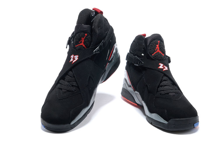 Womens Air Jordan 8 Retro Black Red Shoes - Click Image to Close