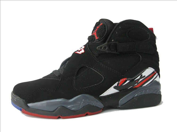 Womens Air Jordan 8 Retro Black Red Shoes - Click Image to Close