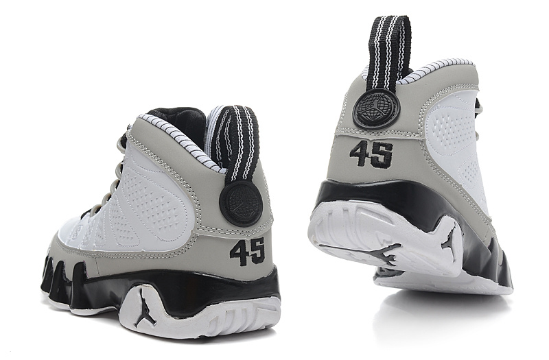 Womens Air Jordan 9 Retro White Grey Black Shoes - Click Image to Close