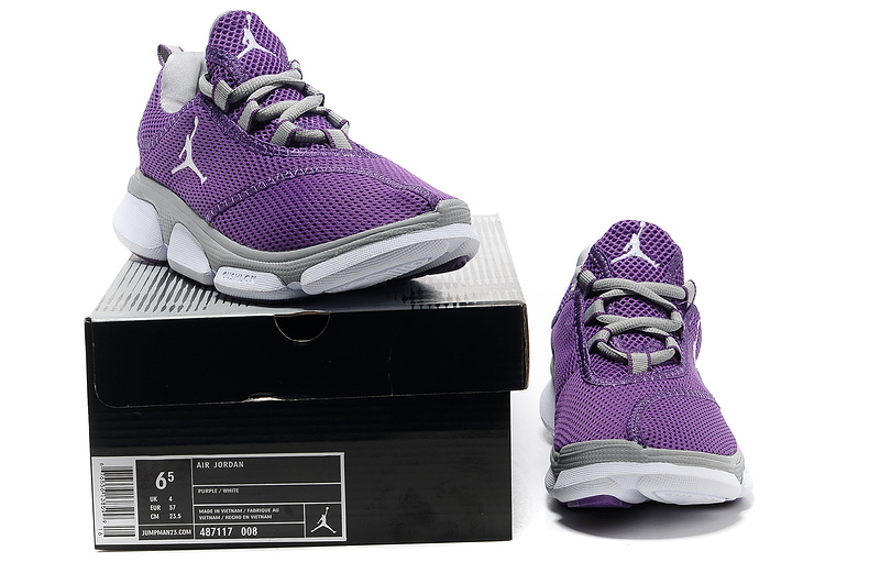 Womens Air Jordan Running Shoes Purple Grey White - Click Image to Close