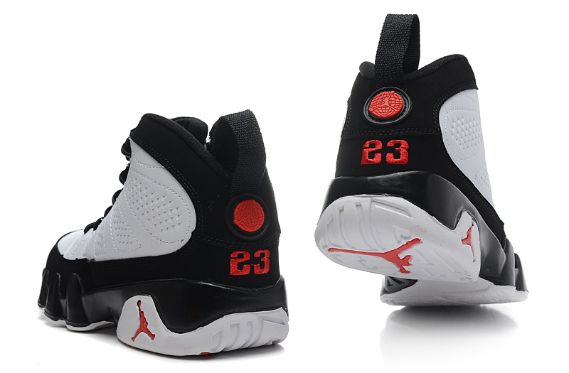 Womens Classic Air Jordan 9 White Black Red Shoes - Click Image to Close
