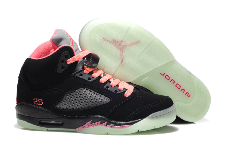 Womens Midnight Air Jordan 5 Black Pink Shoes