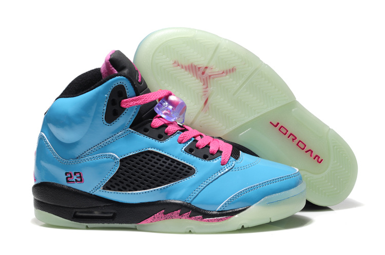 Womens Midnight Air Jordan 5 Blue Black Pink Shoes