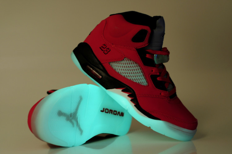 Womens Midnight Air Jordan 5 Red Black Shoes - Click Image to Close