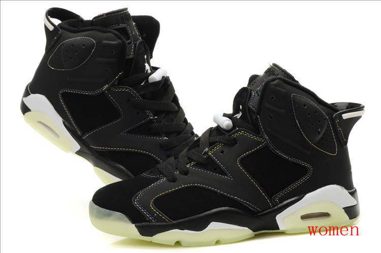 Womens Midnight Air Jordan 6 Black White Shoes - Click Image to Close