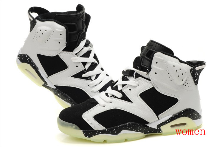 Womens Midnight Air Jordan 6 White Black Shoes