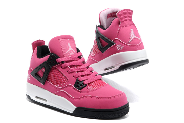 Womens New Air Jordan 4 Retro Pink Black Shoes